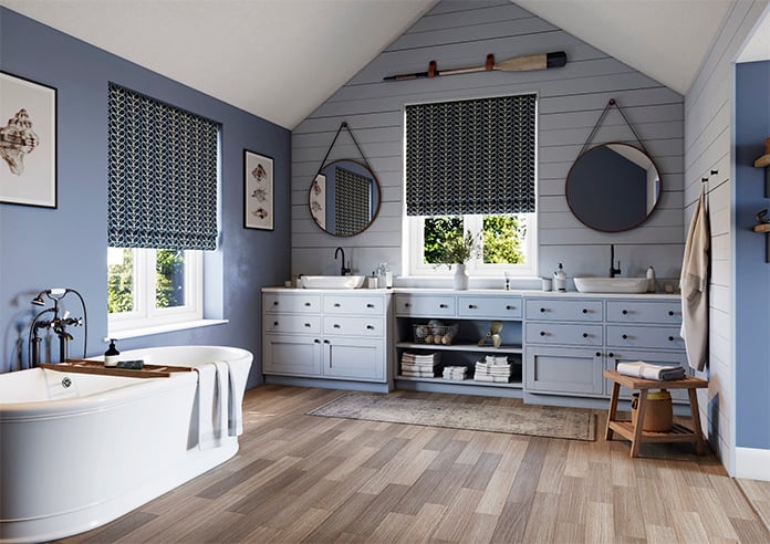 Orla Kiely Linear Stem, Navy Whale - Twist&Fit Roman Blind - Image 7